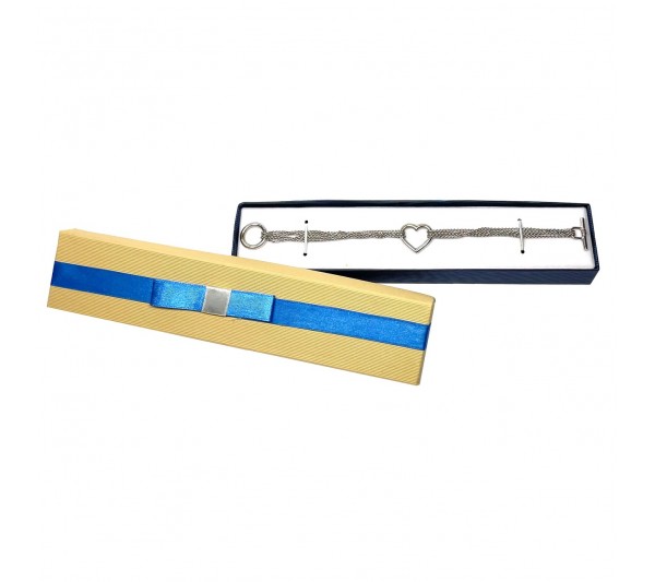 Huston Collection Blue Bowtie Bracelet Box 7 7/8"x1 5/8"x 7/8"H